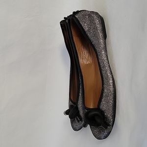 Donald J Pliner Black and Silver Sparkle Gracie Knot Flats Size 7.5
